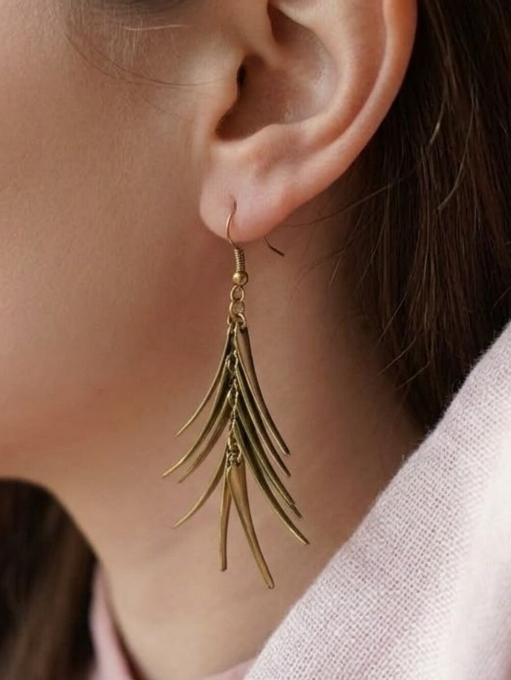 Vintage Gold Dangle Spike Earrings – Women Jewelry